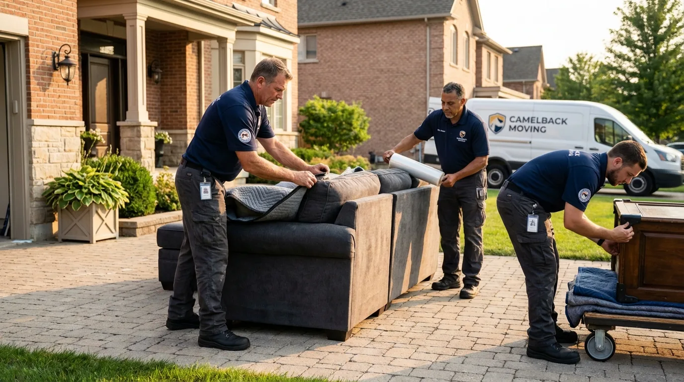 Large estate moving crew wrapping furniture in Brewerton, NY